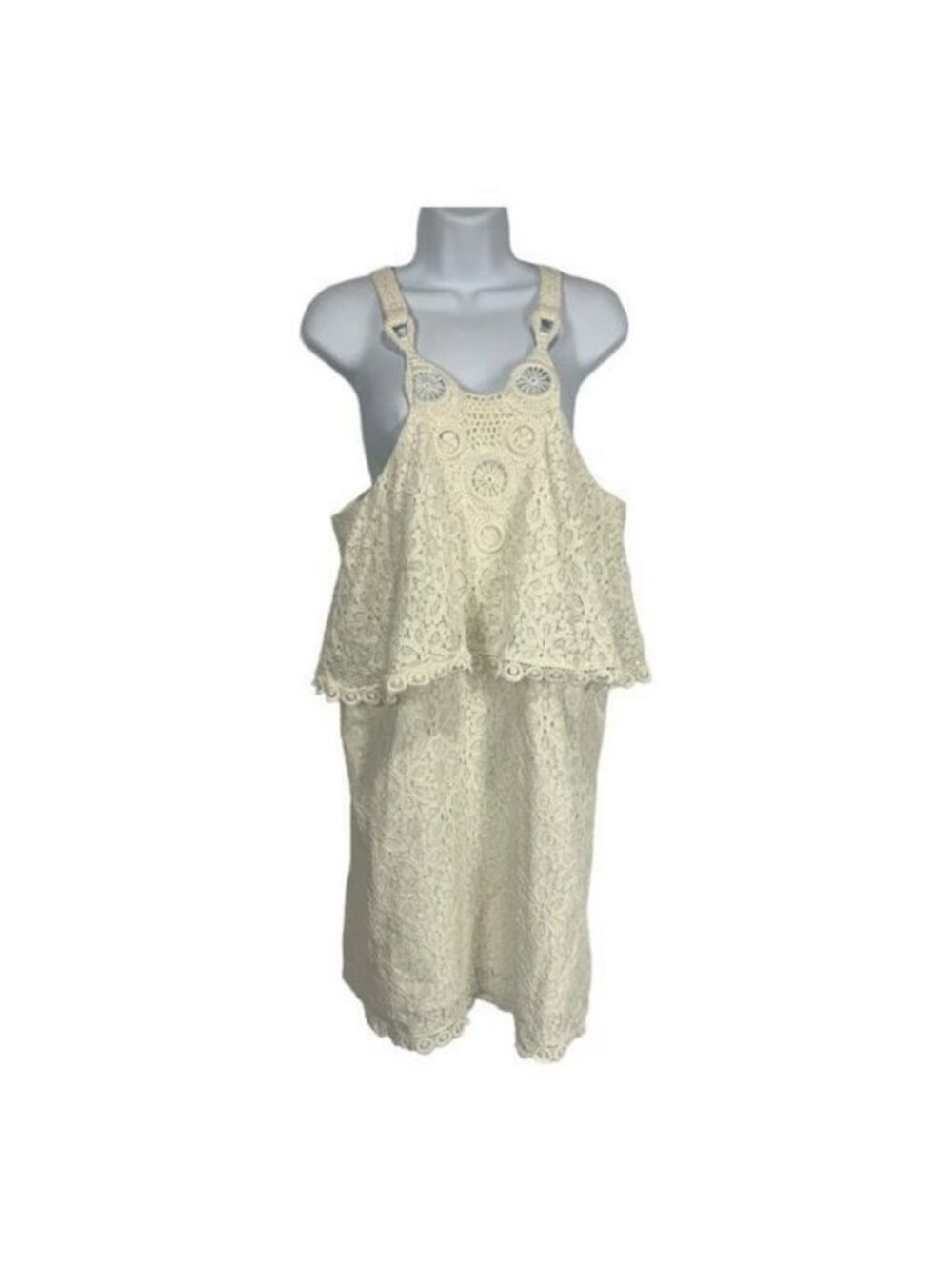 Topshop Womens Lace Layered Dress UK 14 US 10 Euro 42 Cream Crochet Sleeveless